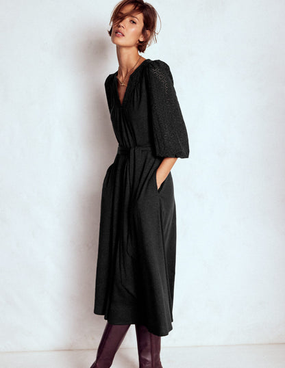 Eden Broderie Jersey Dress-Black-1