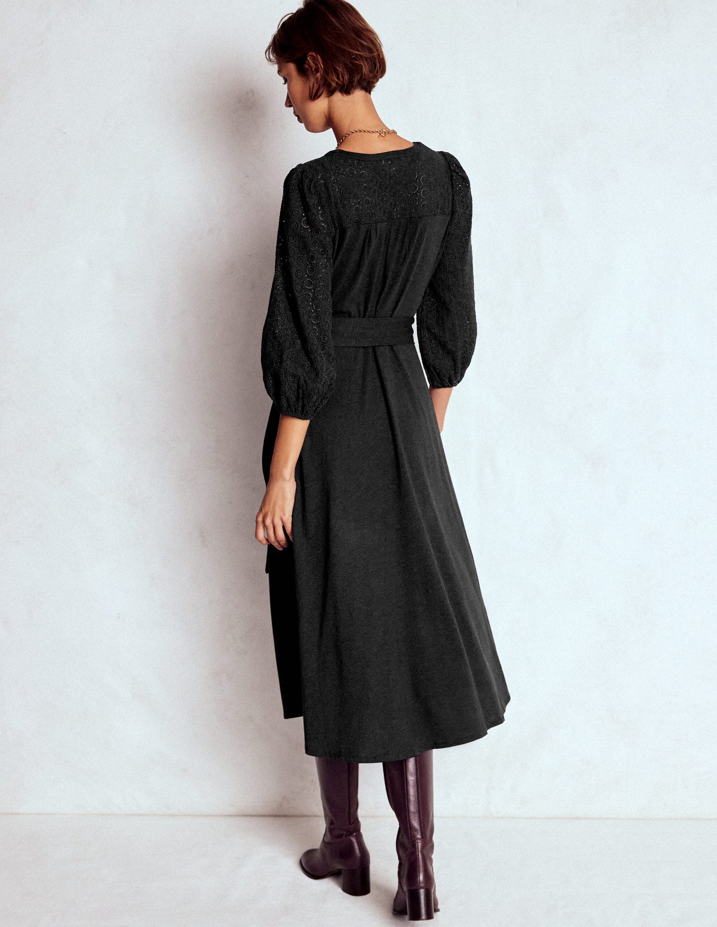 Eden Broderie Jersey Dress-Black
