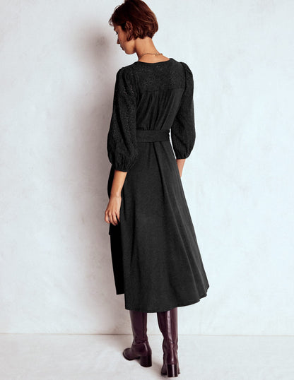 Eden Broderie Jersey Dress-Black-3