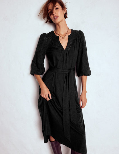 Eden Broderie Jersey Dress-Black-4