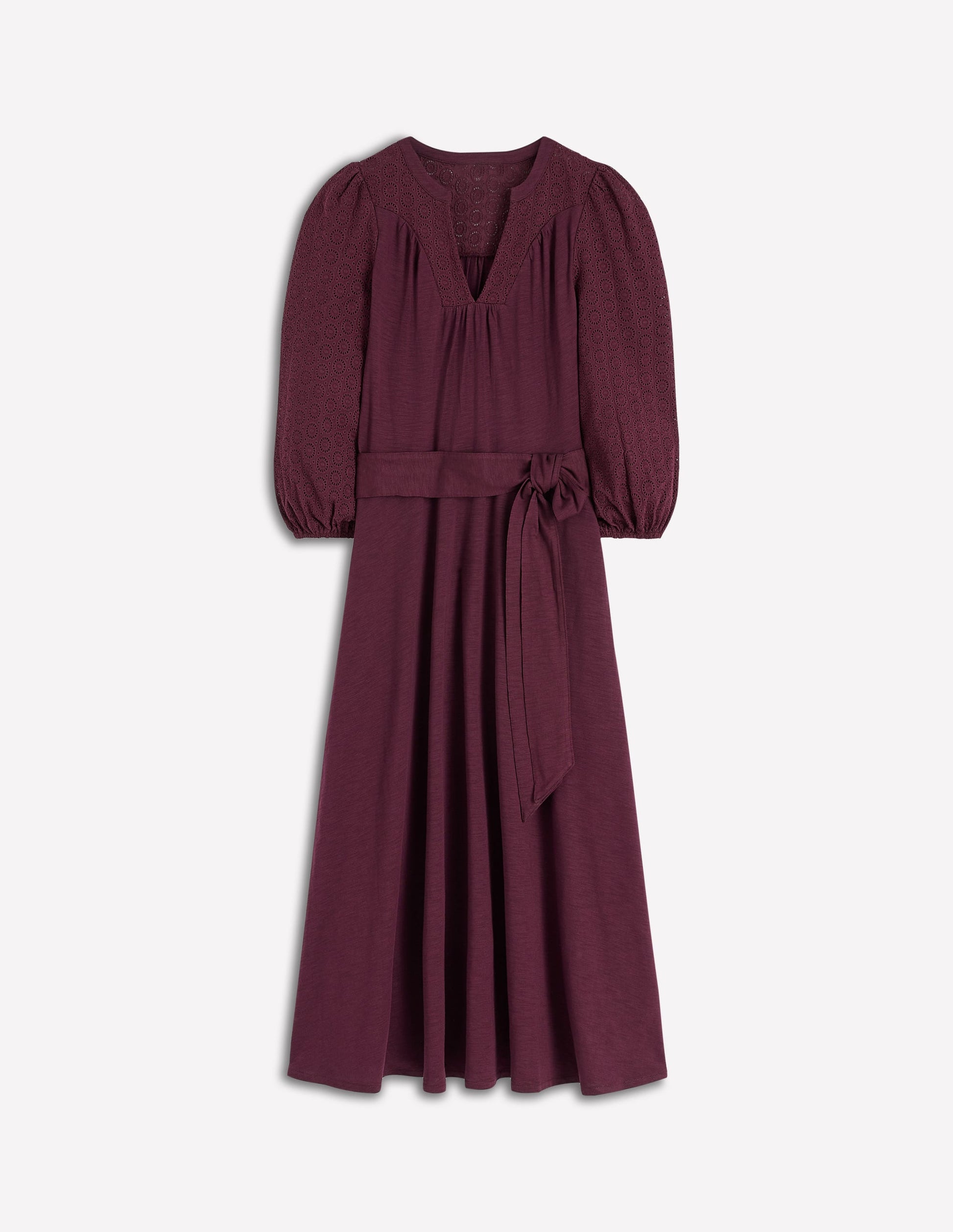 Eden Broderie Jersey Dress-Dark Cherry-6