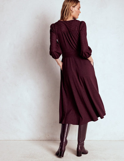 Eden Broderie Jersey Dress-Dark Cherry-3