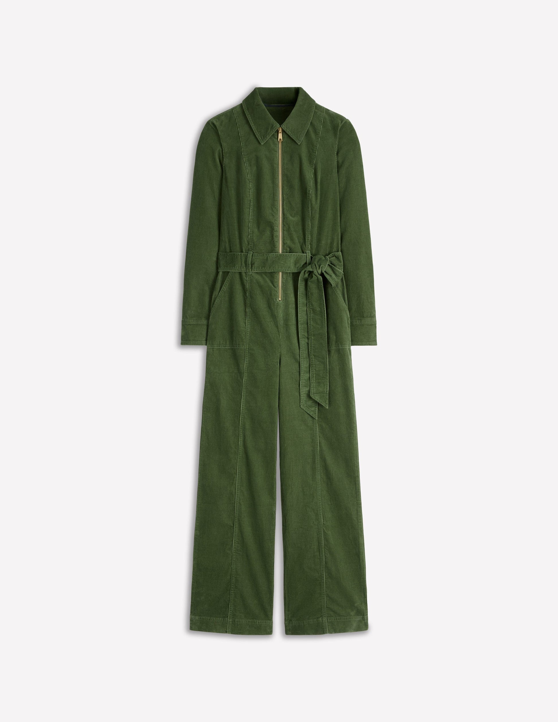 Zip Up Cord LS Jumpsuit-Fern-5