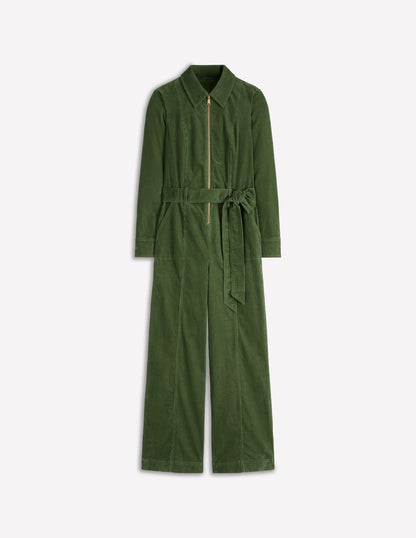 Zip Up Cord LS Jumpsuit-Fern-5