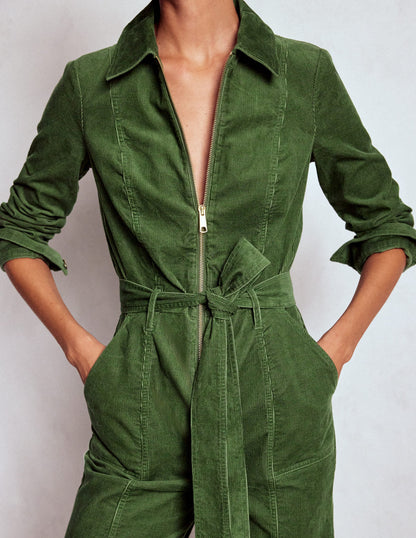 Zip Up Cord LS Jumpsuit-Fern-2