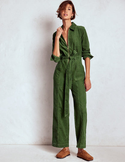 Zip Up Cord LS Jumpsuit-Fern-4
