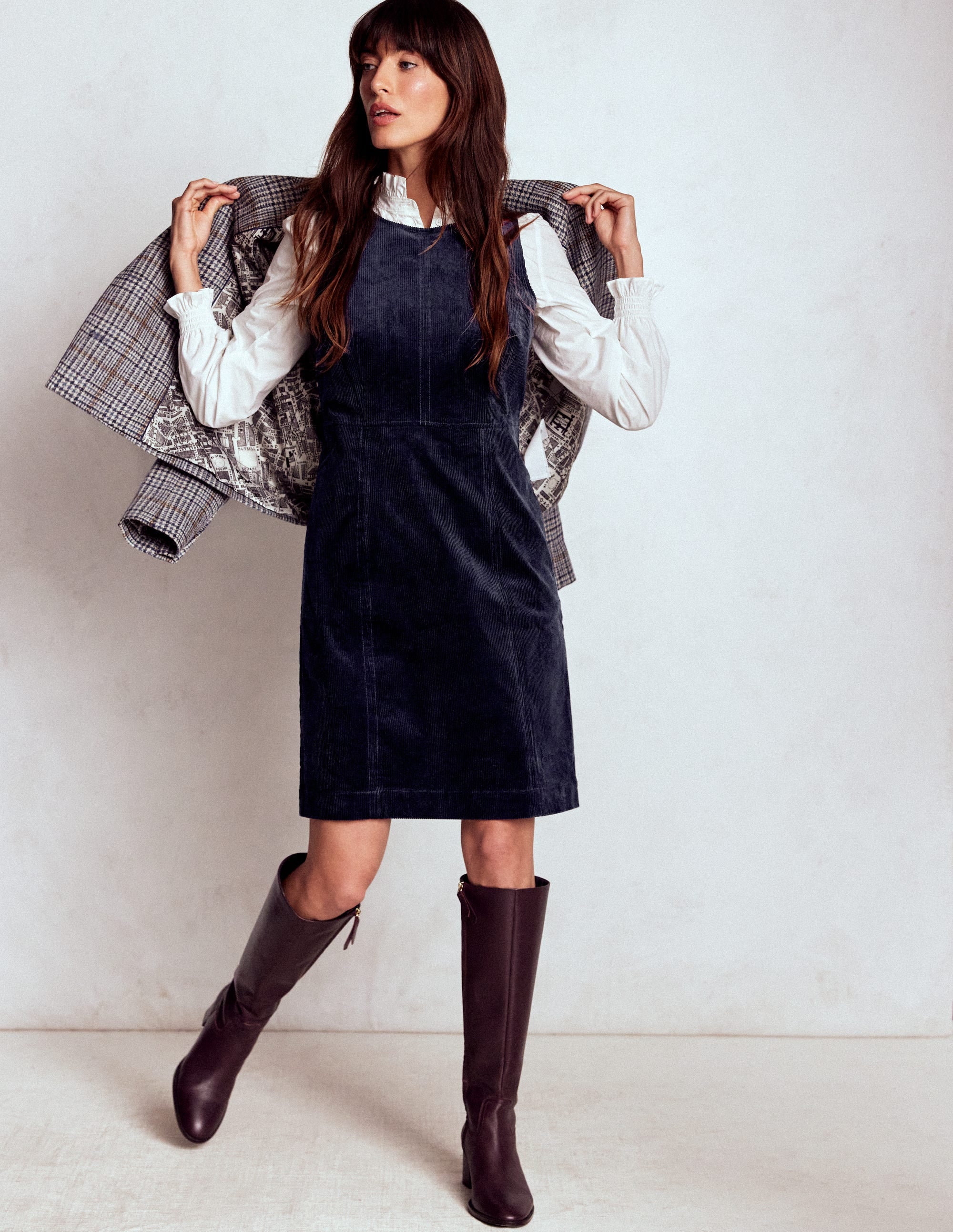 Annie Cord Shift Dress-Navy | Boden UK