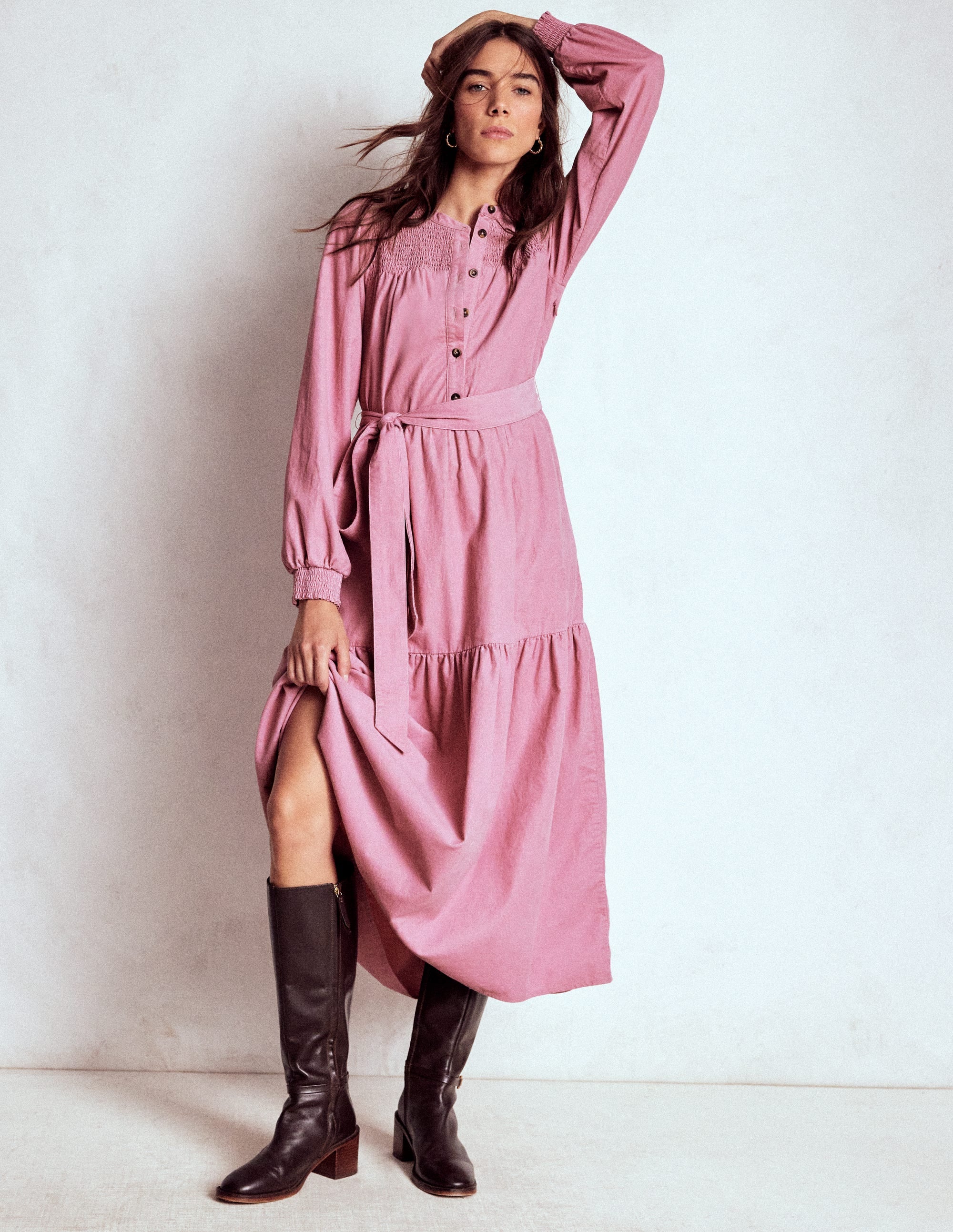 Cecily Cord Midi Dress-Pink Haze - Image 1
