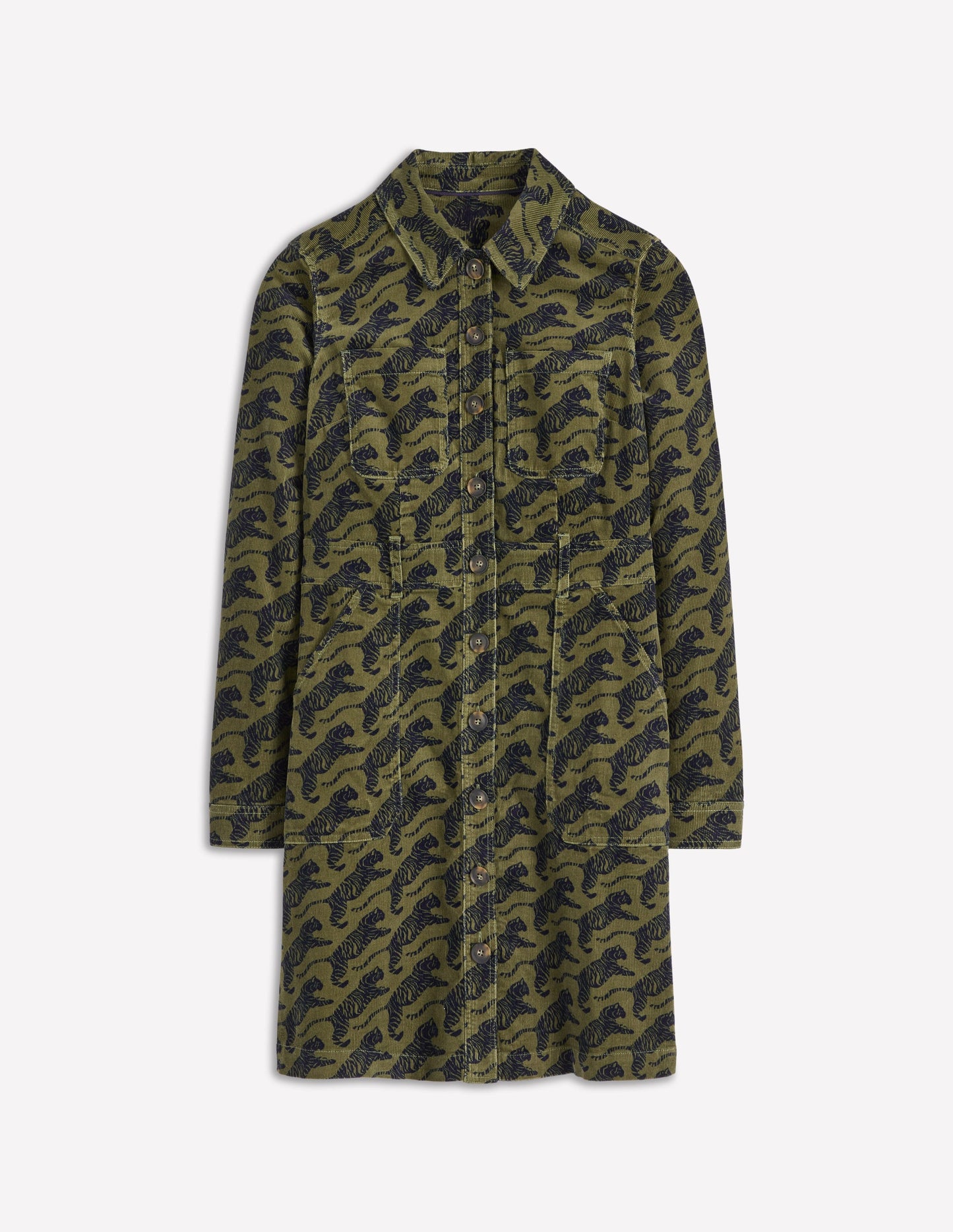 Amanda Cord Short Dress-Woodland Green, Leaping Tiger