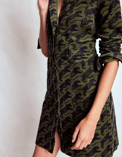 Amanda Cord Short Dress-Woodland Green, Leaping Tiger-2