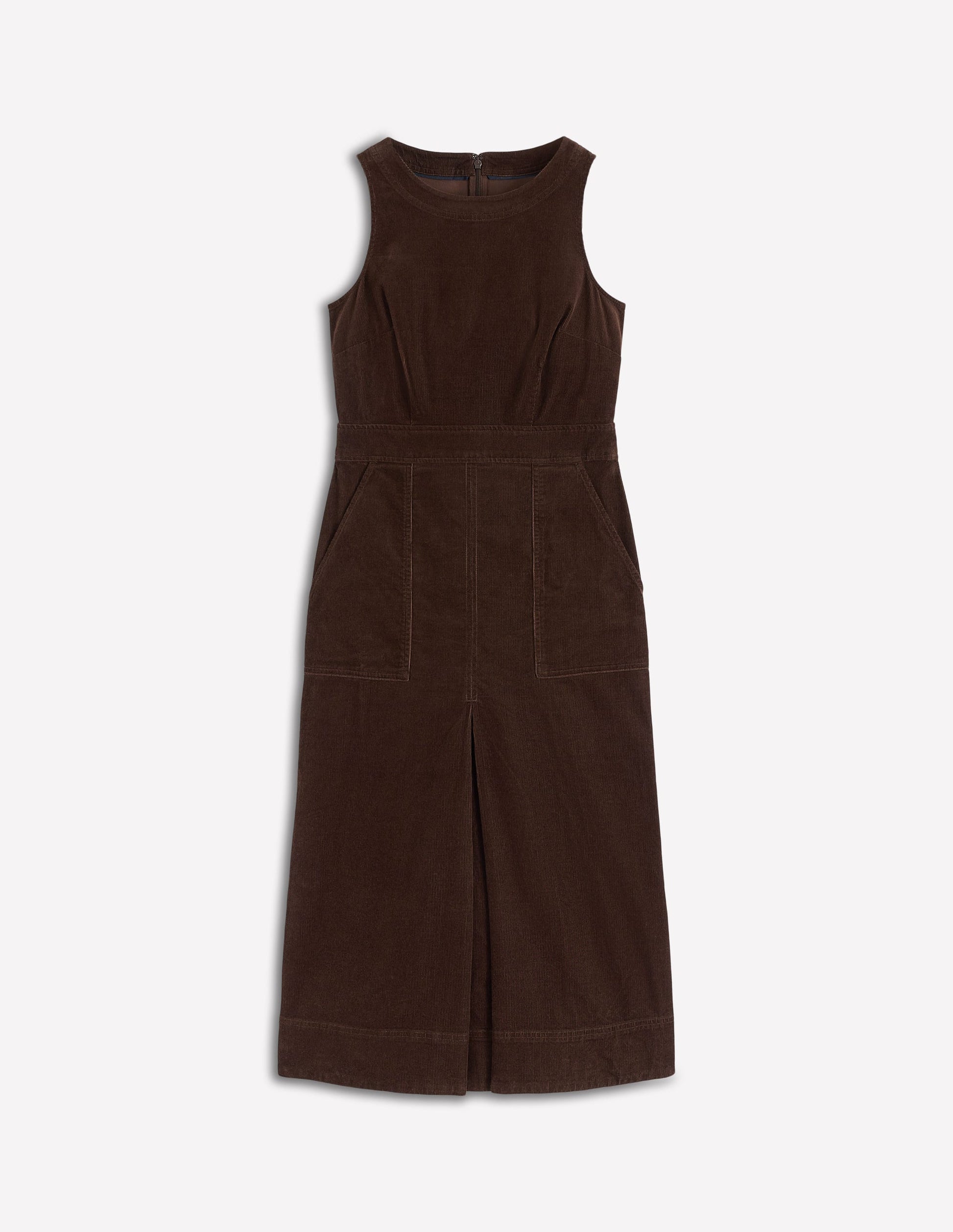 Ula Box Pleat Cord Midi Dress-Espresso-6