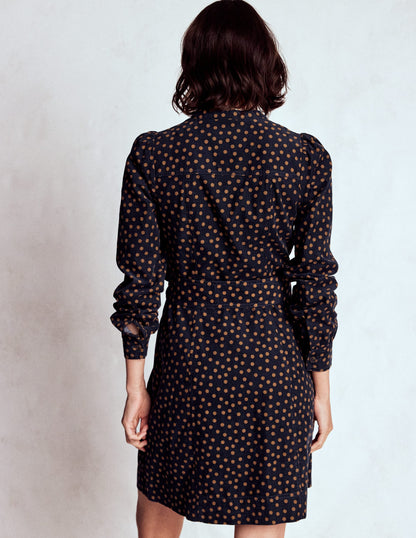 Bre Cord Short Dress-French Navy, Painted Dot-4