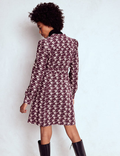 Bre Cord Short Dress-Dark Cherry, Swooping Swallow-3