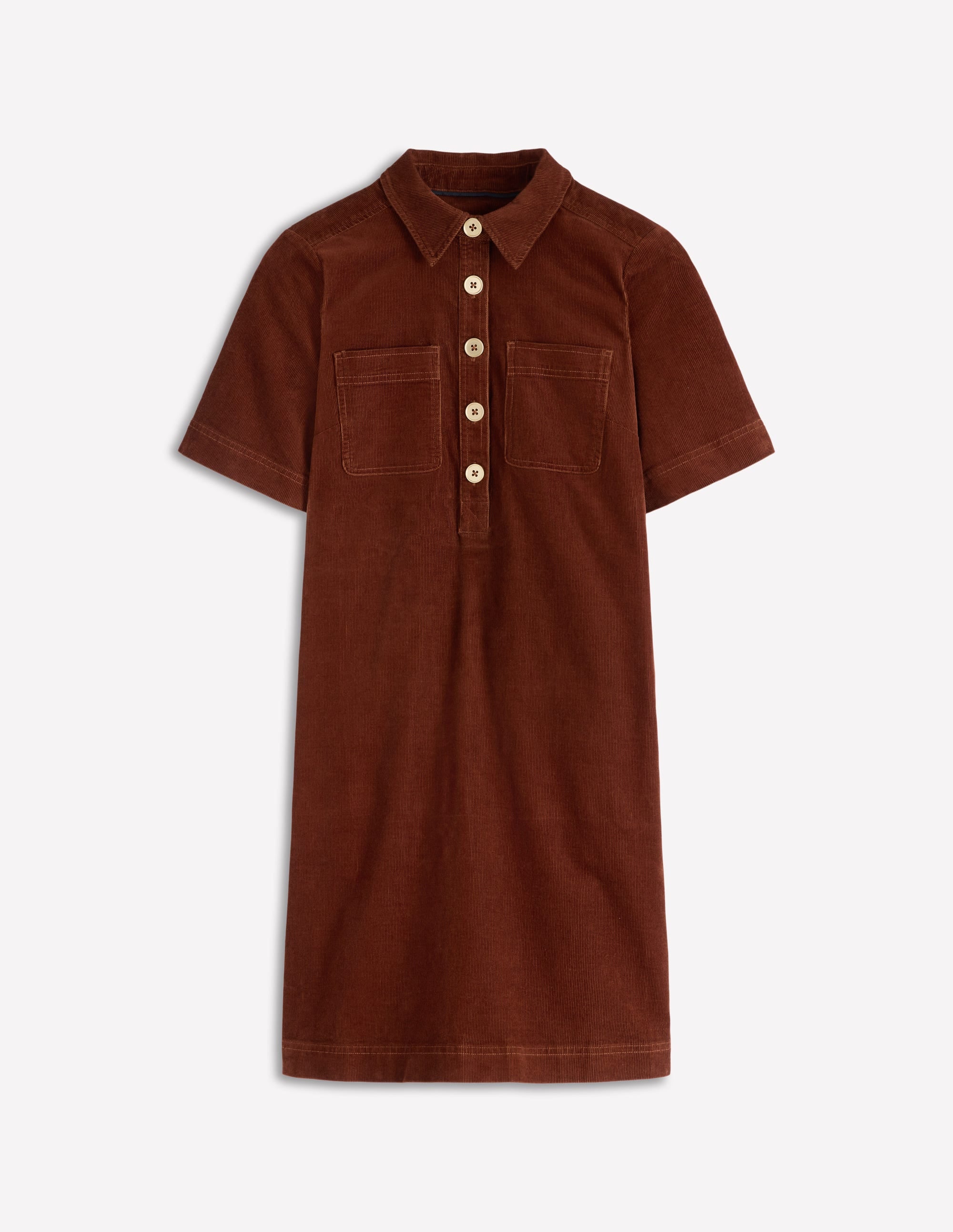 Zia Cord Pocket Shirt Dress-Copper Brown - Image 6