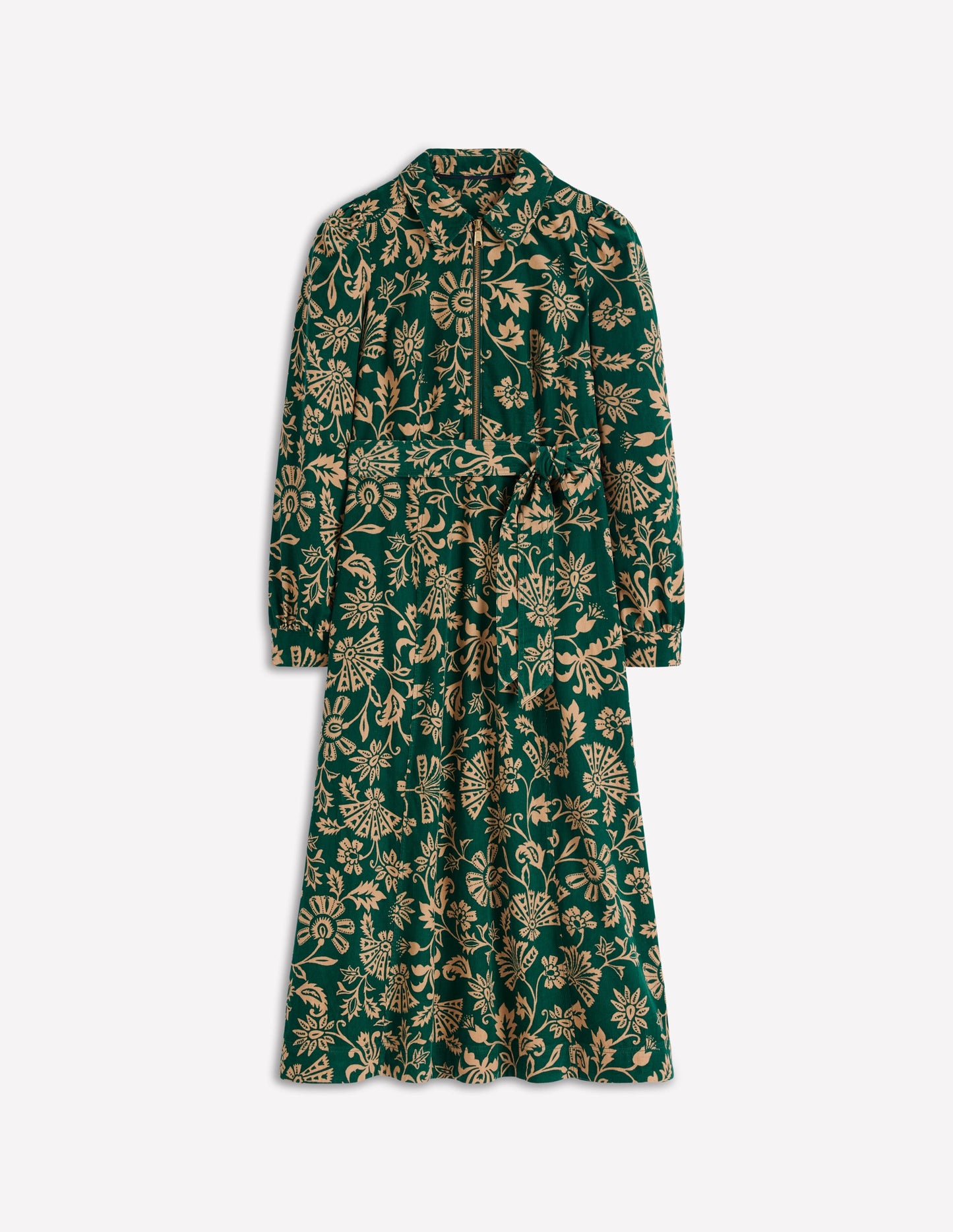 Adelaide Zip Cord Midi Dress-Emerald Night, Elaborate Vine