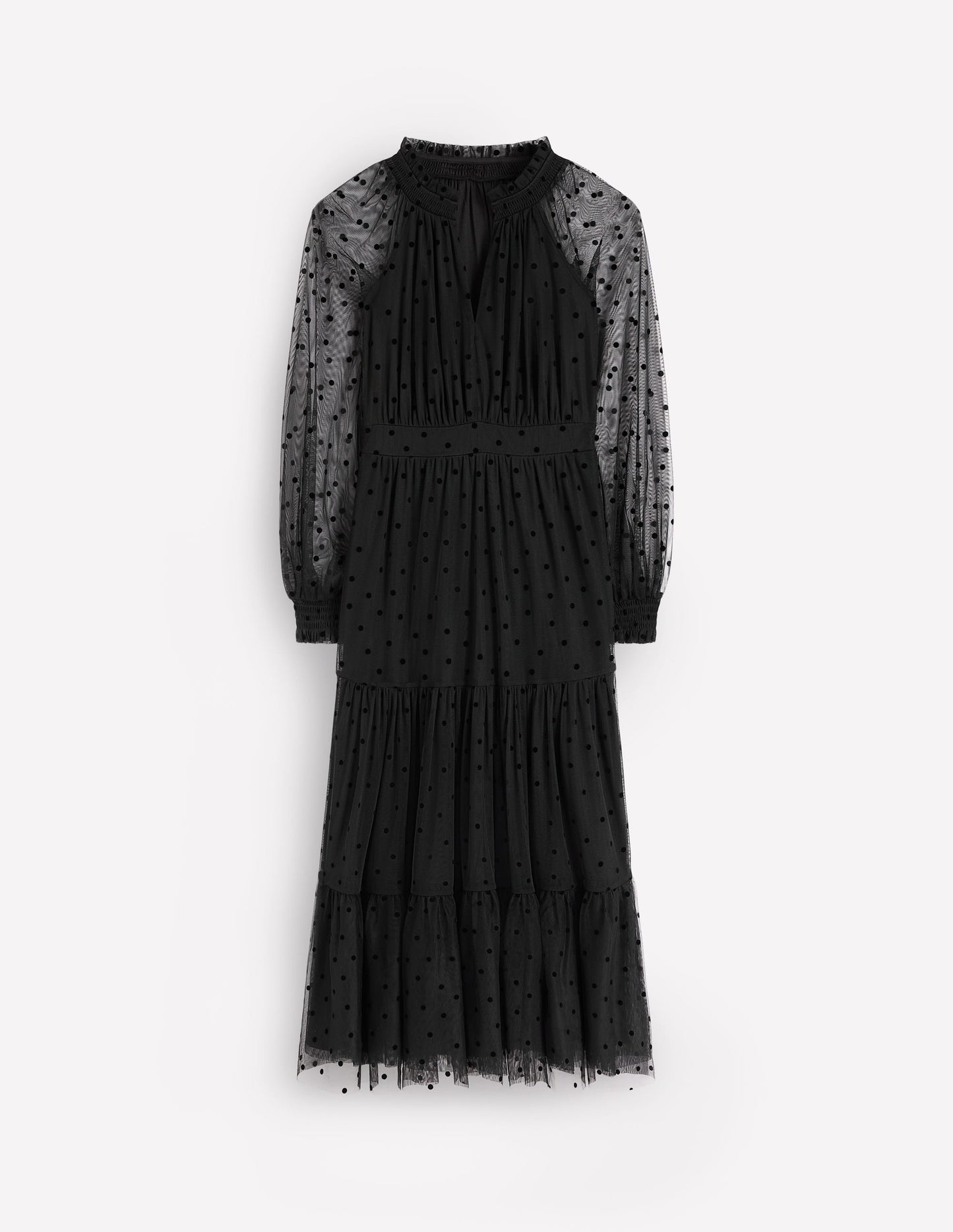 Lucille Tulle Midi Dress-Black