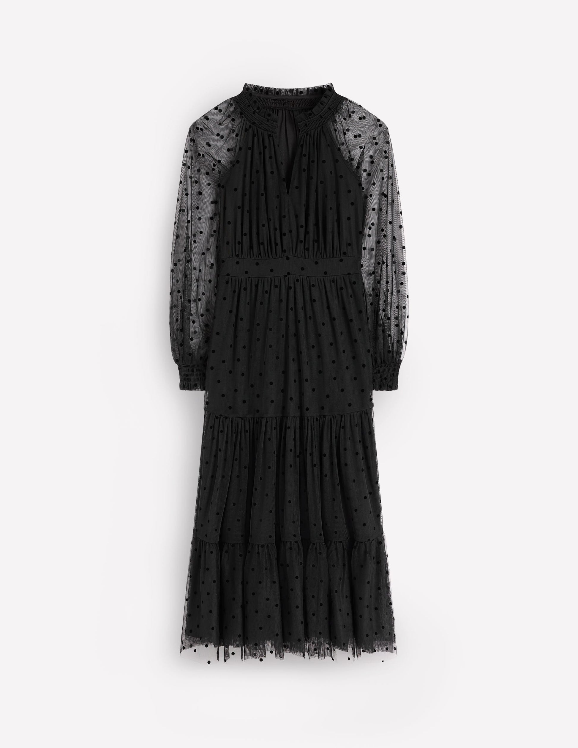 Lucille Tulle Midi Dress-Black-7