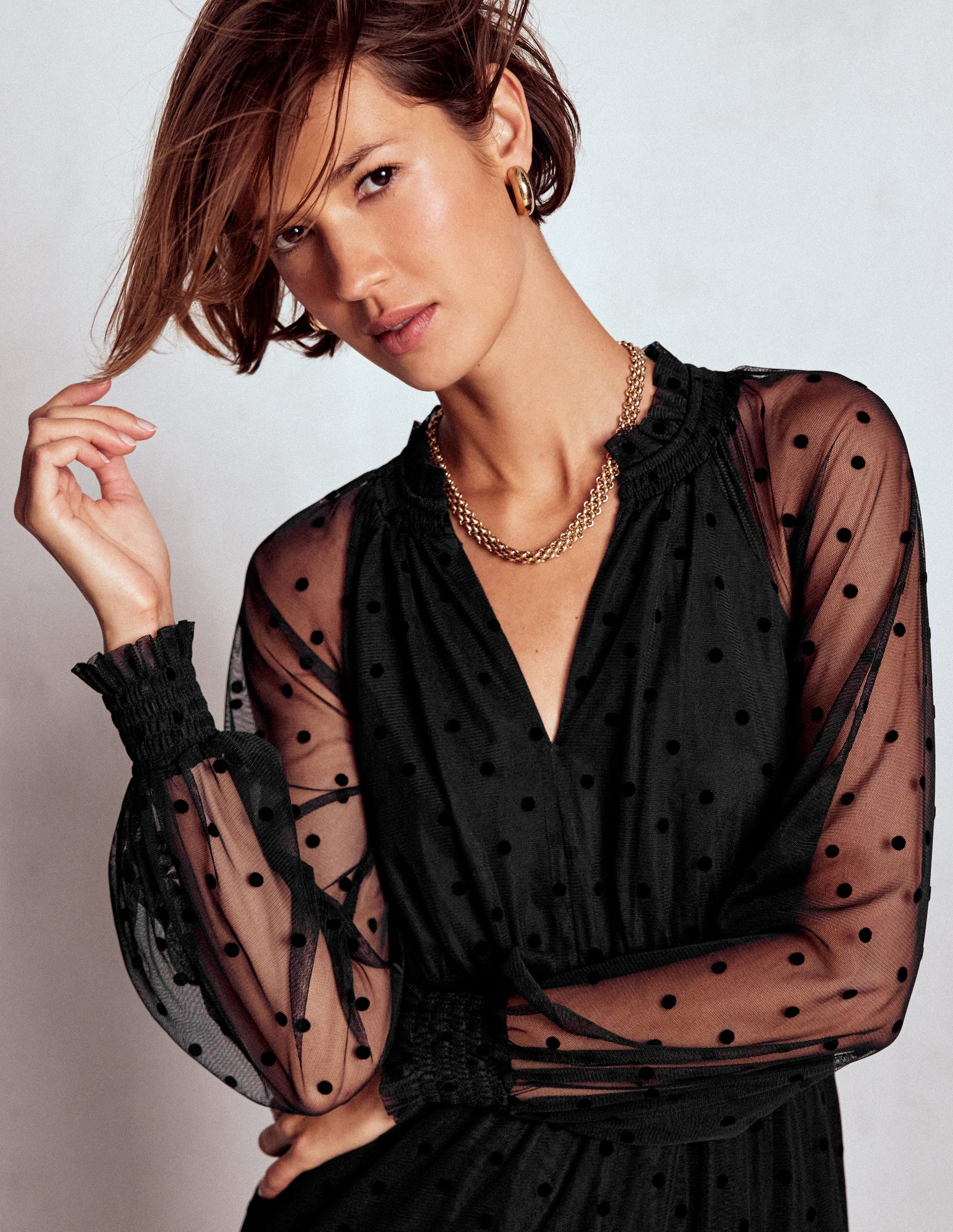 Lucille Tulle Midi Dress-Black-2