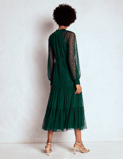 Lucille Tulle Midi Dress-Emerald Night-3