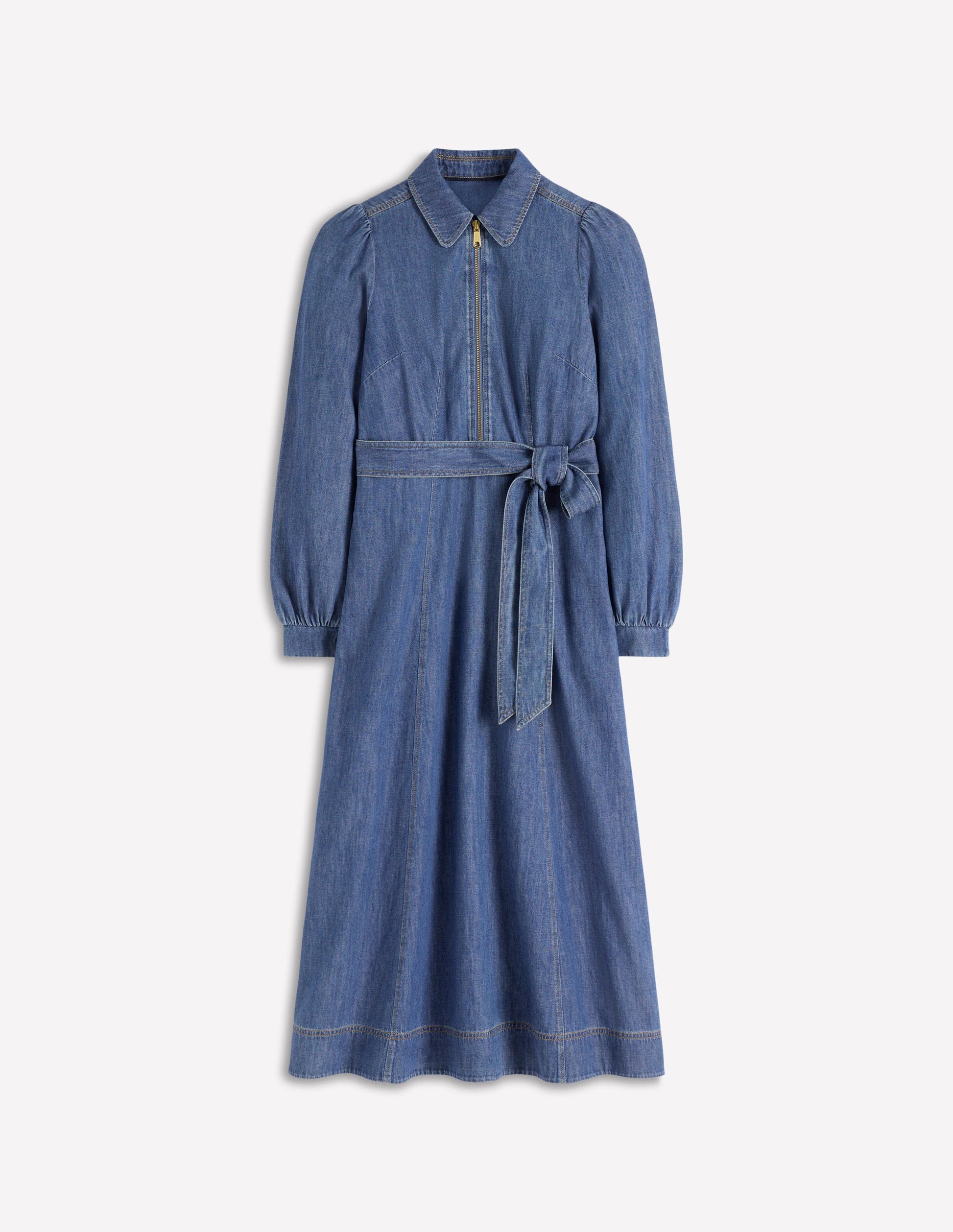 Adelaide Zip Denim Midi Dress-Mid Vintage Denim-6