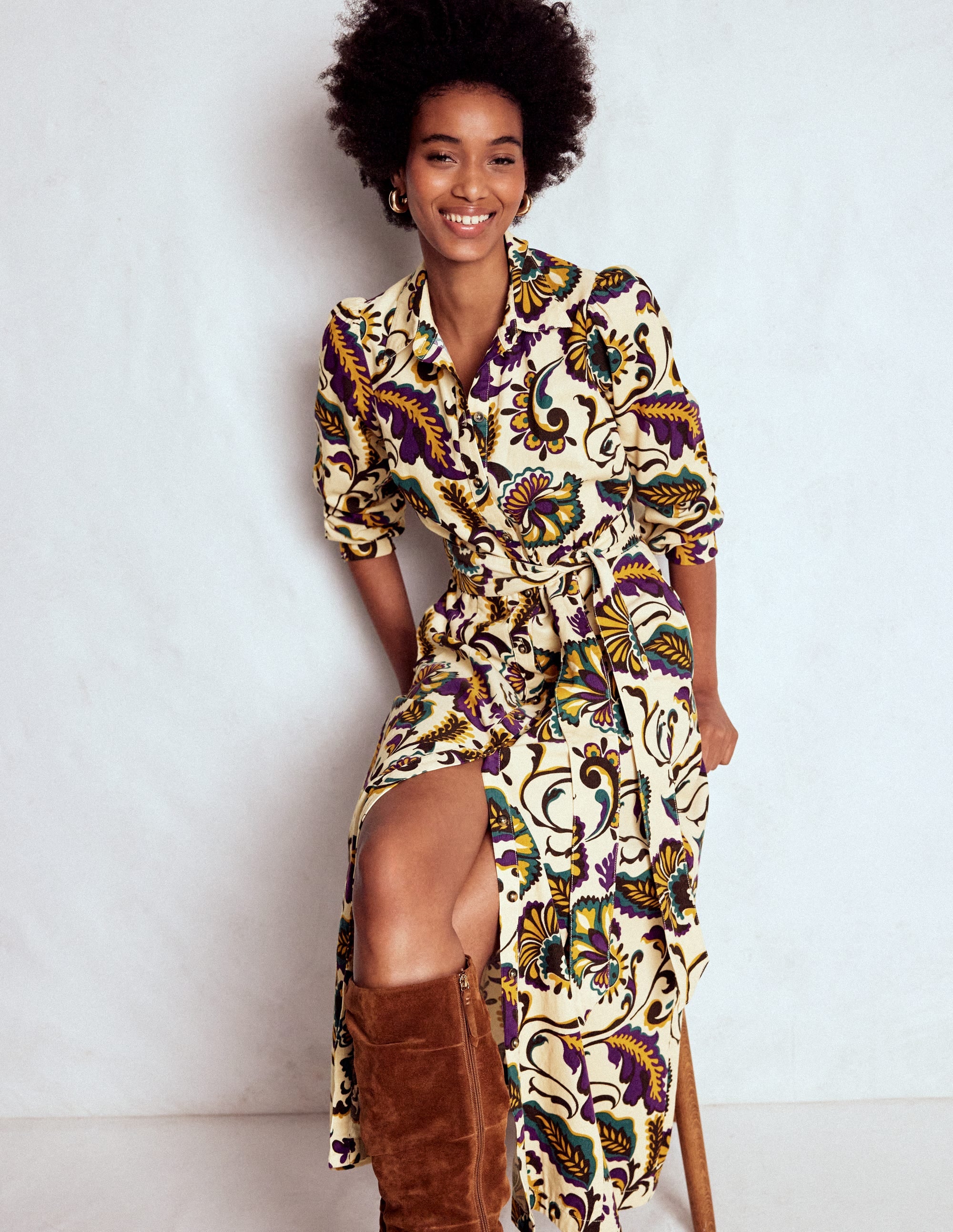 Clara Cord Midi Dress-Multi, Ornate Meadow - Image 1