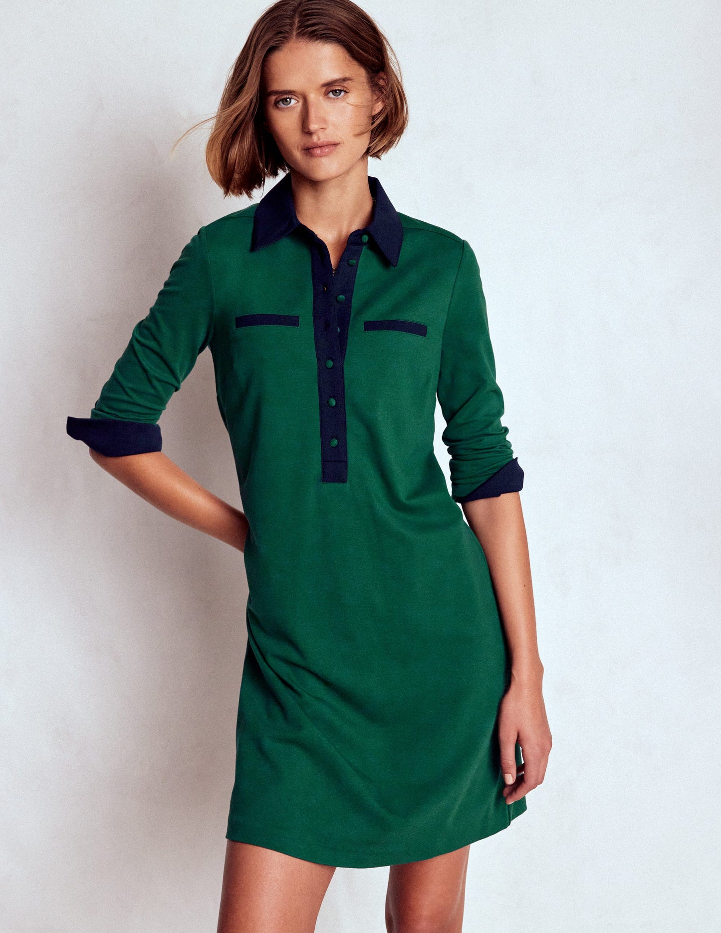 Georgina Ponte Dress-Green and Navy