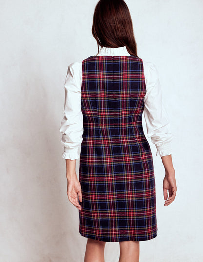 Annie Check Shift Dress-Navy, Green and Red Check-4