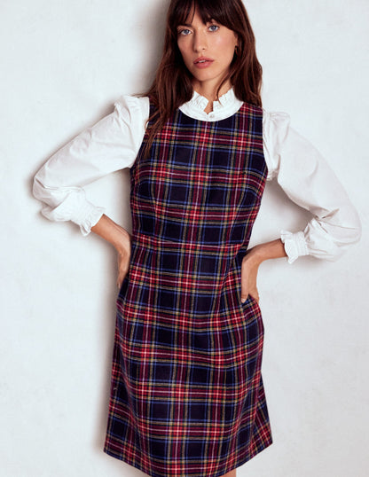 Annie Check Shift Dress-Navy, Green and Red Check-1