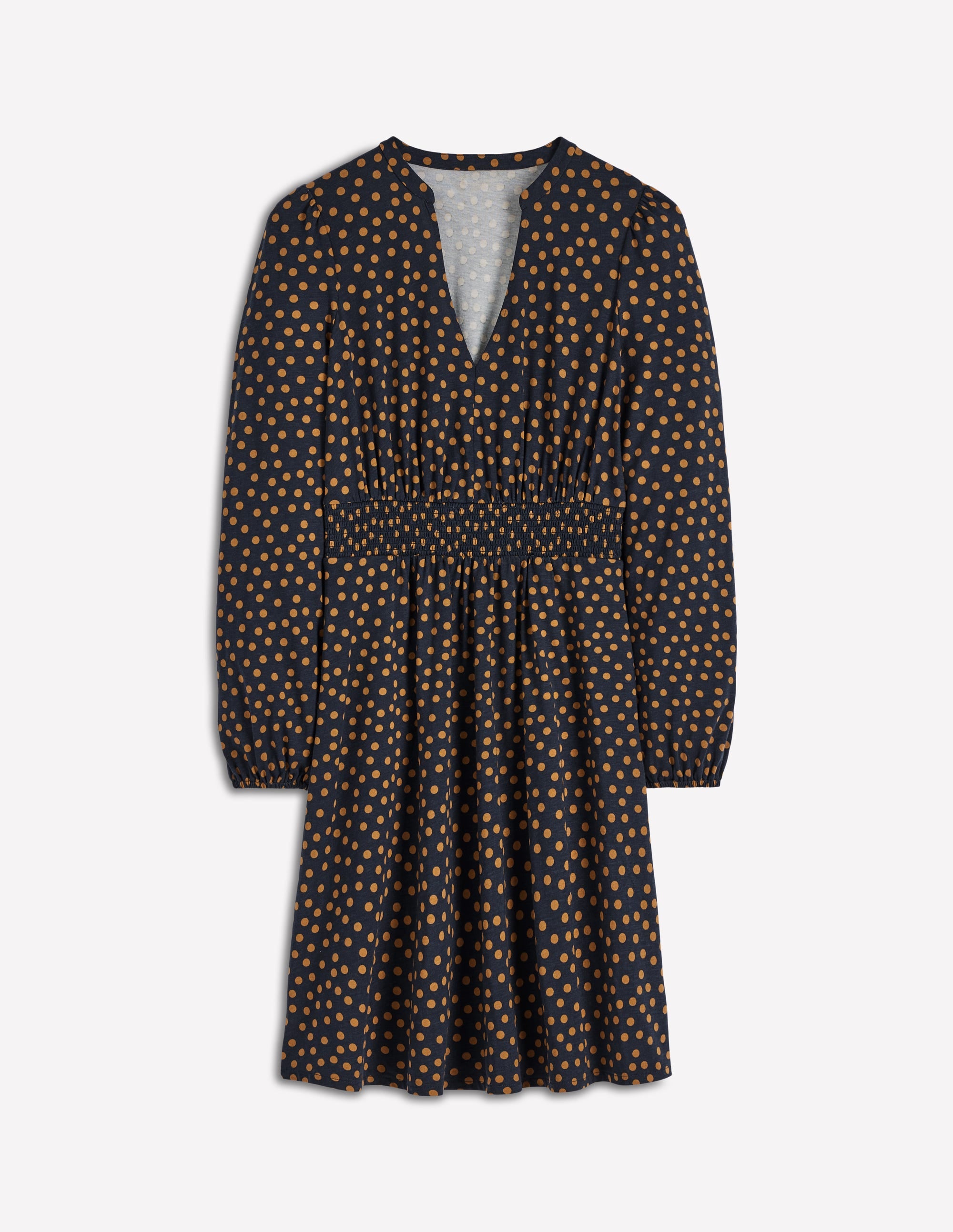 Sarah Short Jersey Dress-French Navy, Dijon Dot - Image 6