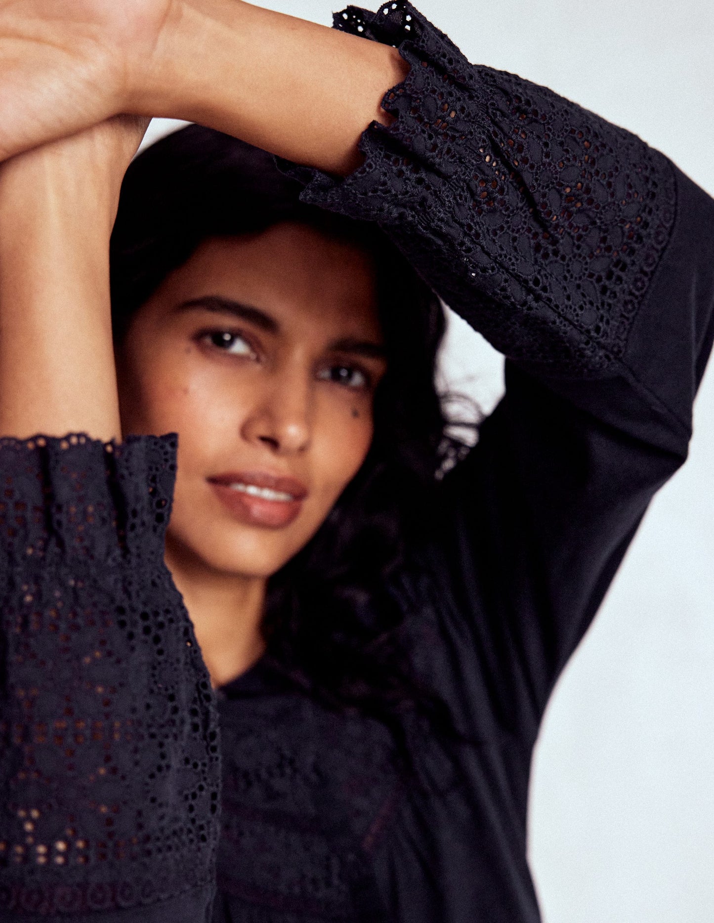 Pippa Broderie Jersey Dress-Navy