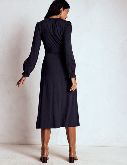 Pippa Broderie Jersey Dress-Navy-3