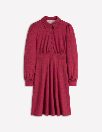 Orla Short Jersey Shirt Dress-Chestnut, Blossomy Paisley-5