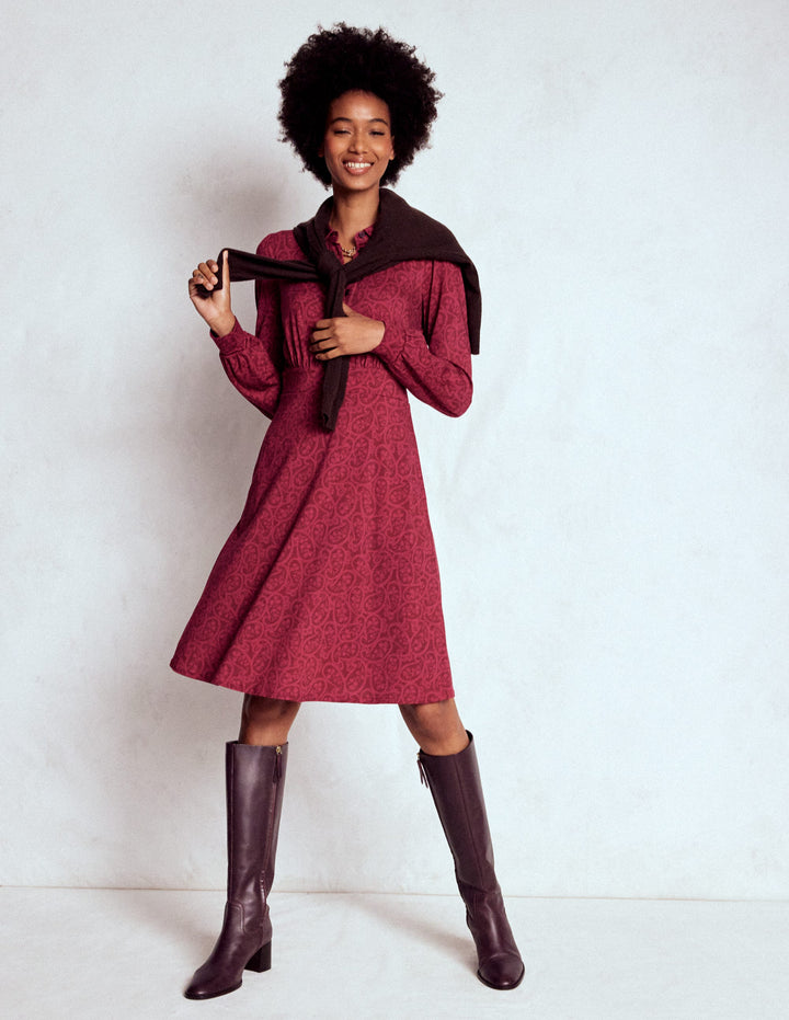 Orla Short Jersey Shirt Dress-Chestnut, Blossomy Paisley