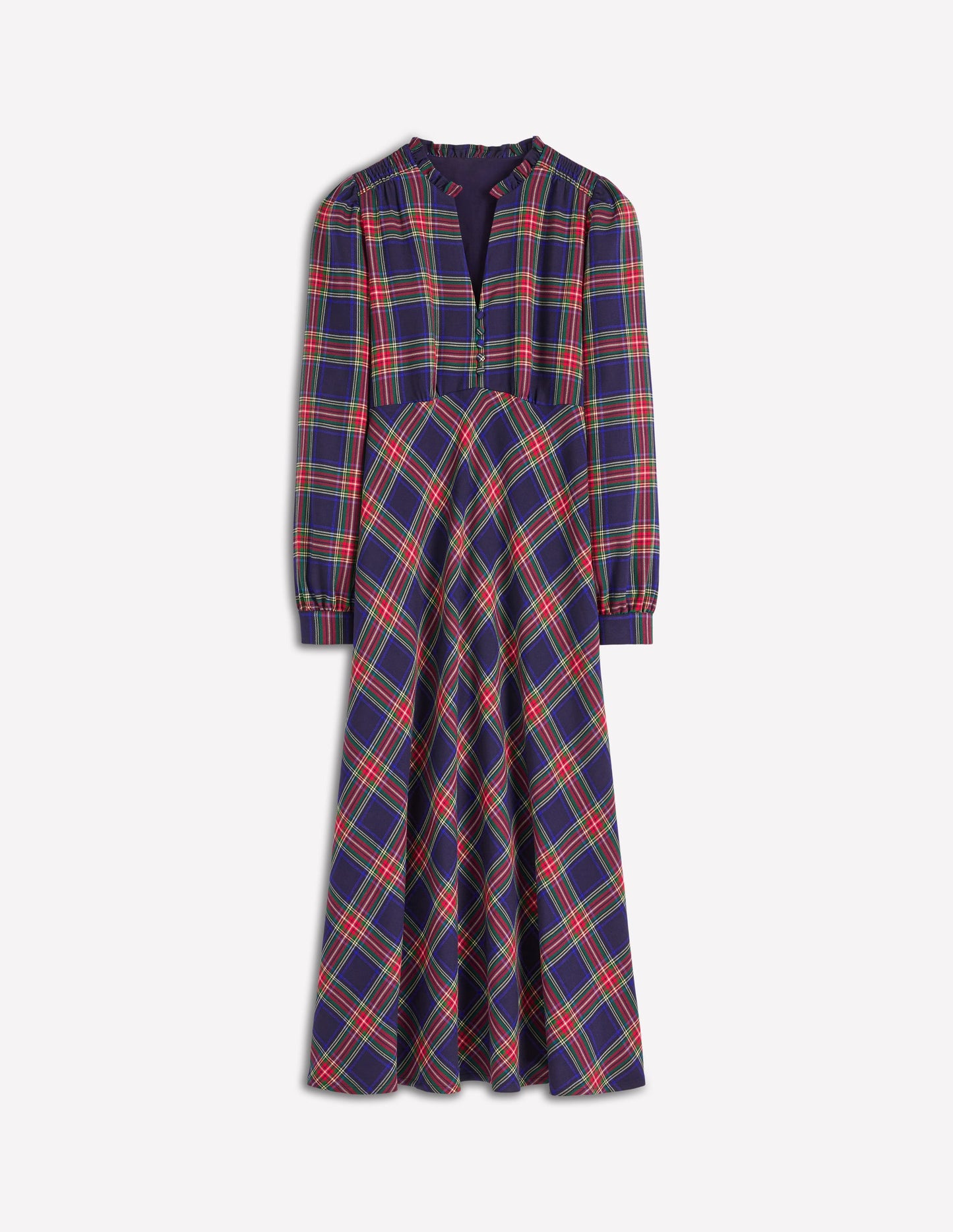 Cassie Check Tea Dress-Navy, Green and Red Check