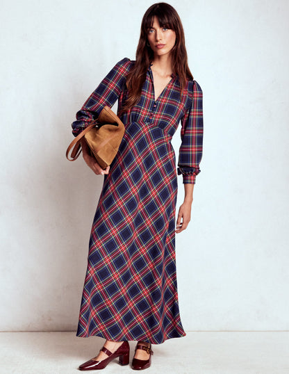 Cassie Check Tea Dress-Navy, Green and Red Check-4