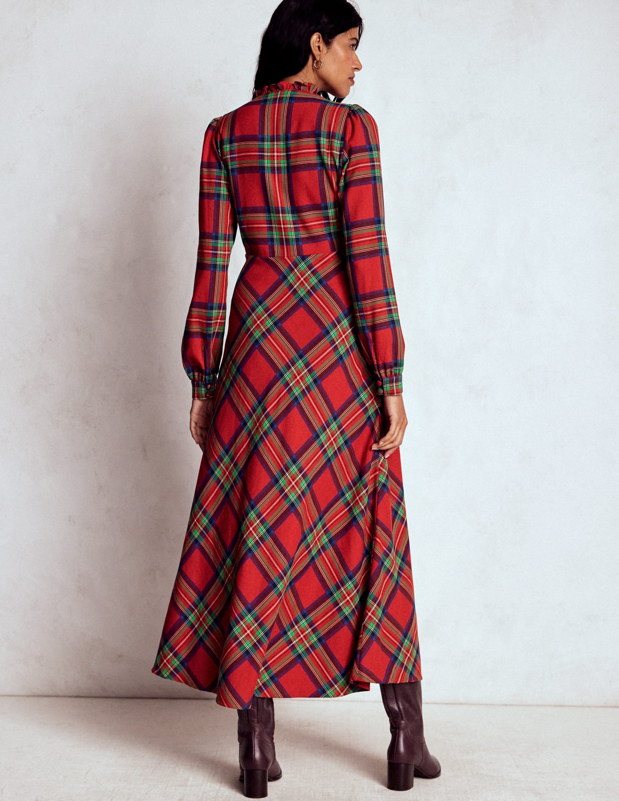 Cassie Check Tea Dress-Red, Blue and Green Check - Image 4