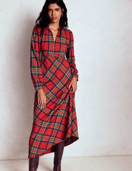 Cassie Check Tea Dress-Red, Blue and Green Check