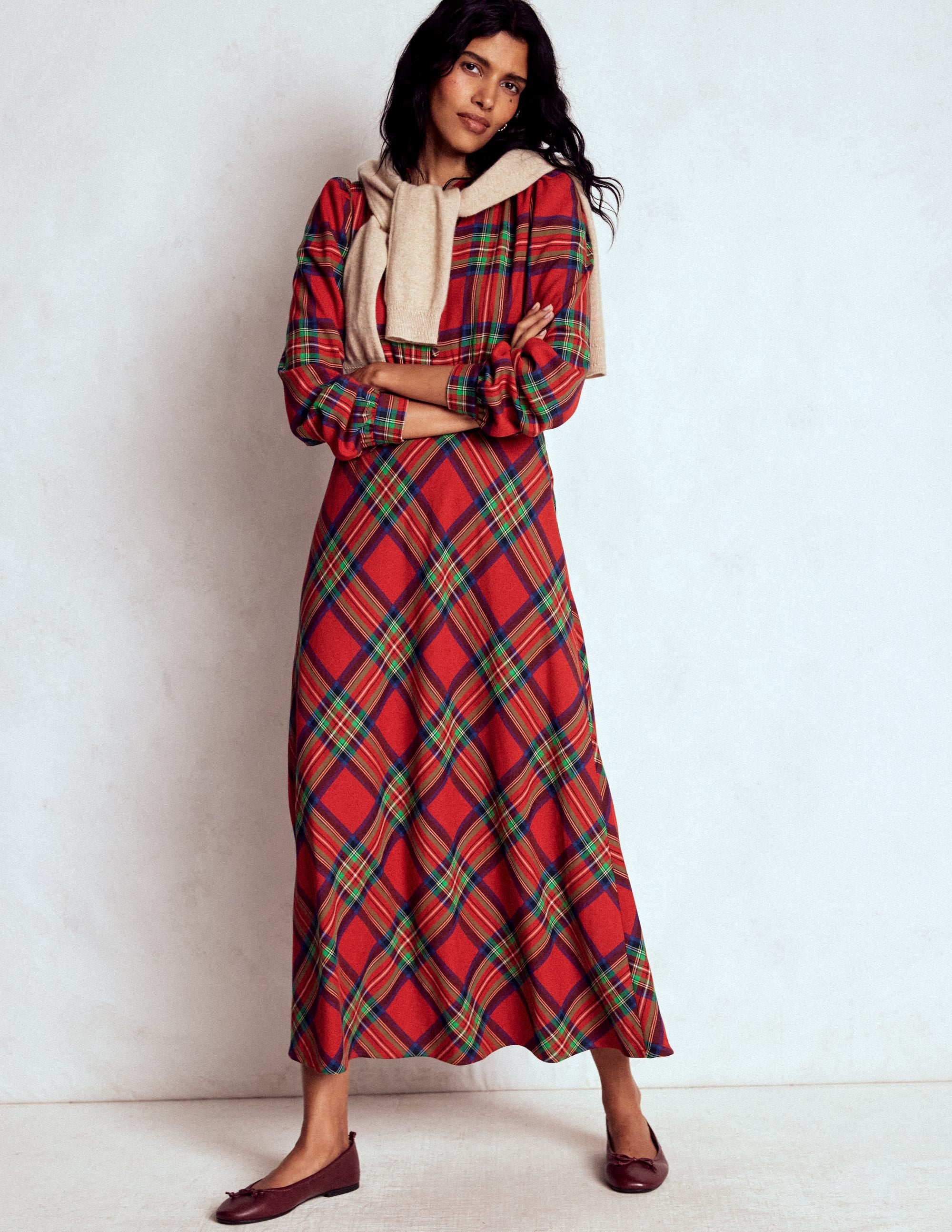 Cassie Check Tea Dress-Red, Blue and Green Check - Image 6