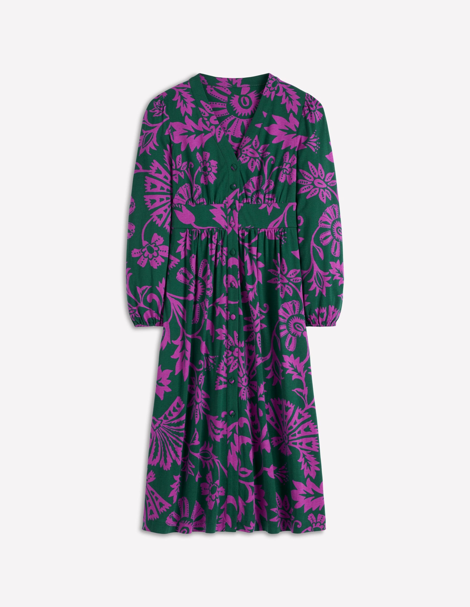 Natalia Long Sleeve Tea Dress-Emerald Night, Elaborate Vine-6