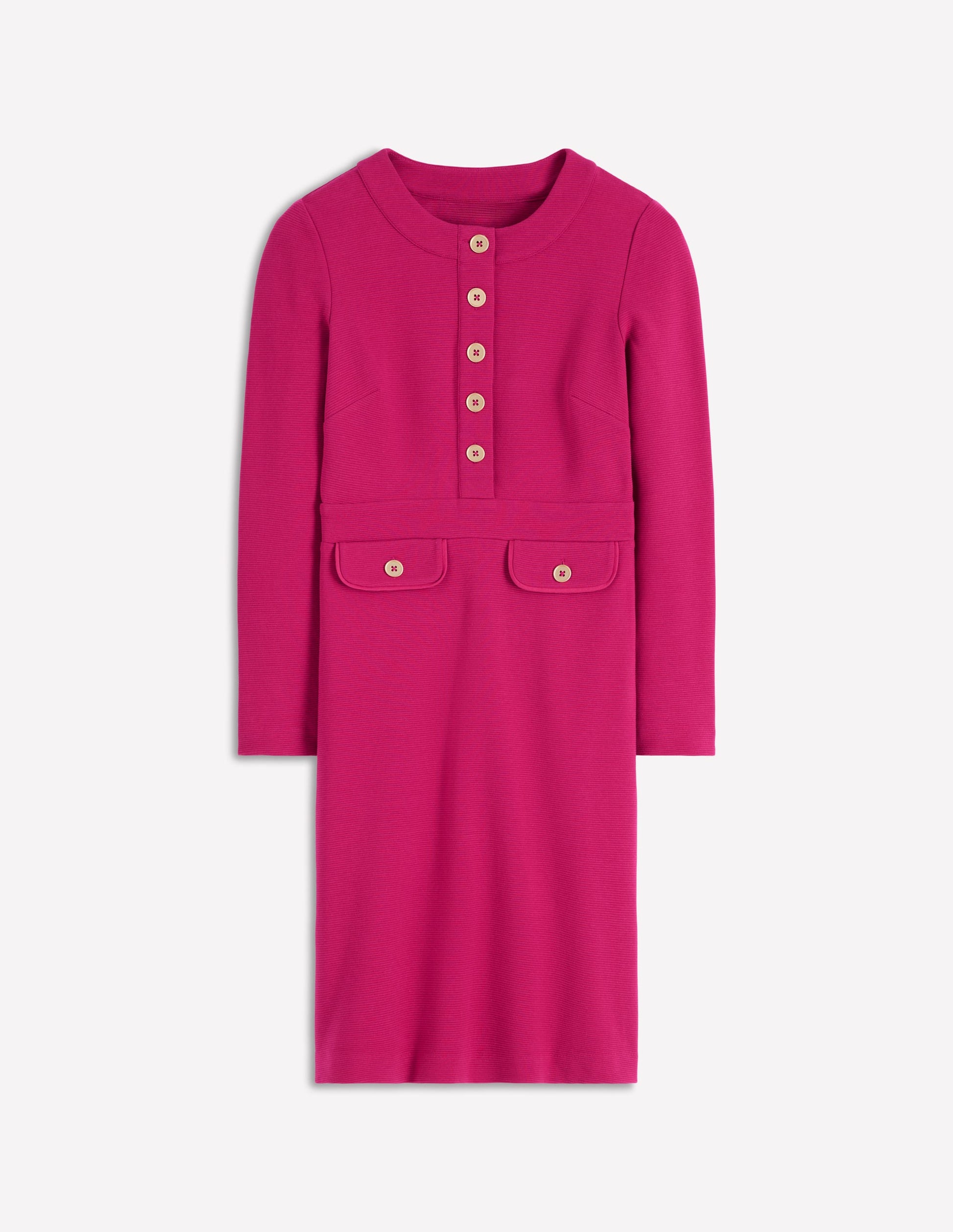 Lavinia Button Shift Dress-Vibrant Pink-5