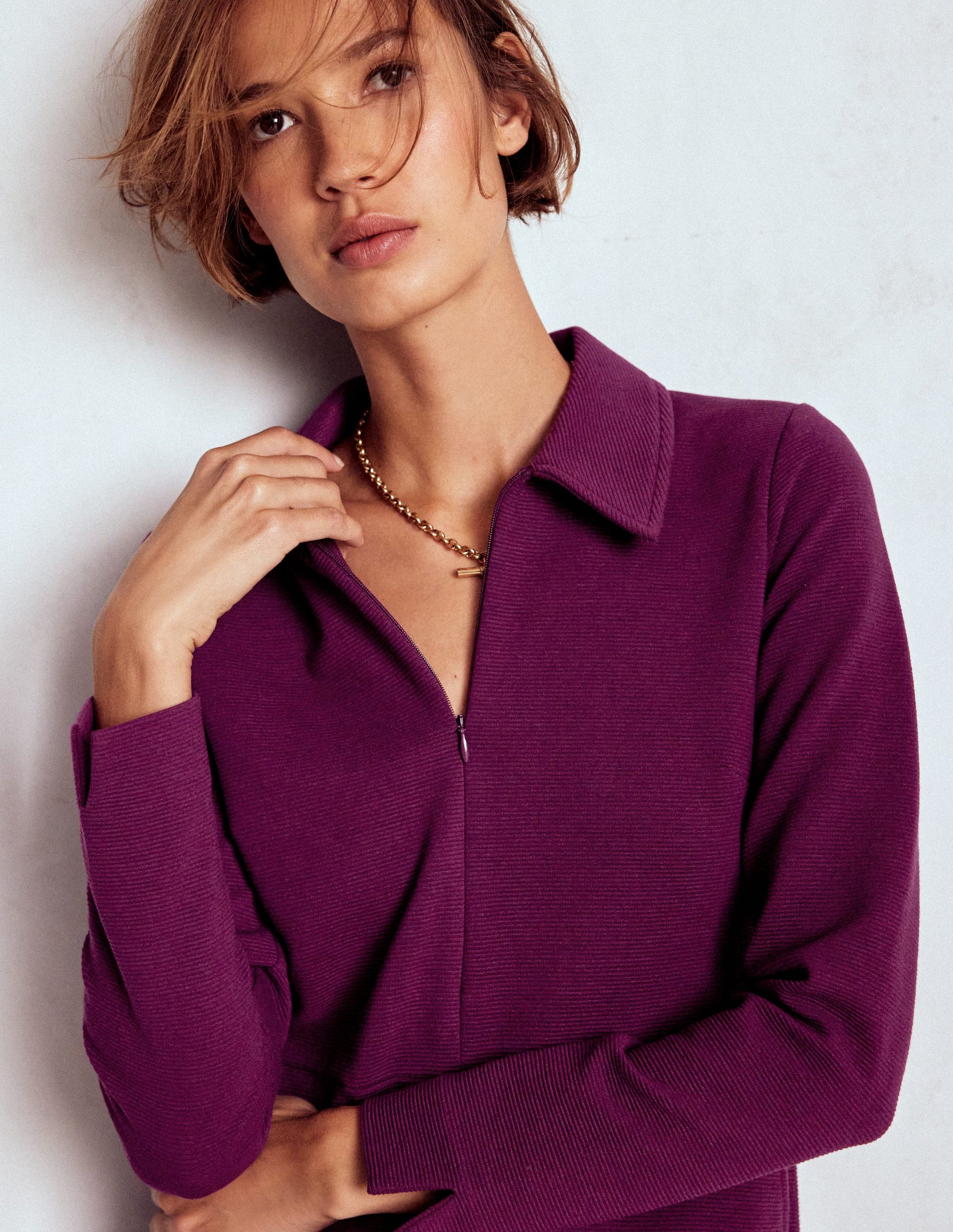 Cam Zip-up Ottoman Dress-Plum Jam-2