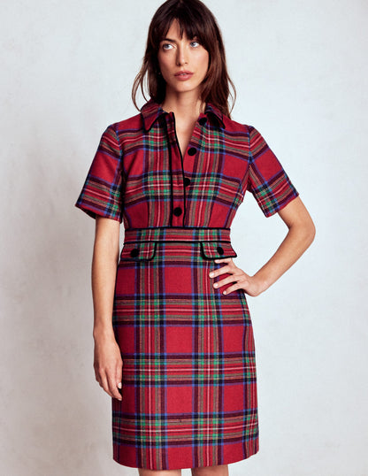 Eda Check Shift Dress-Red, Blue and Green Check-1