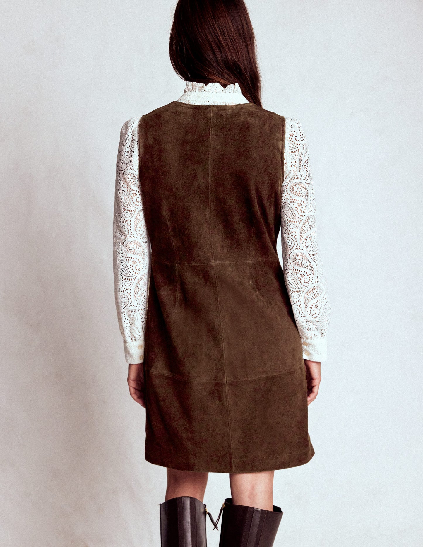 Evelyn Suede Shift Dress-Dark Chocolate