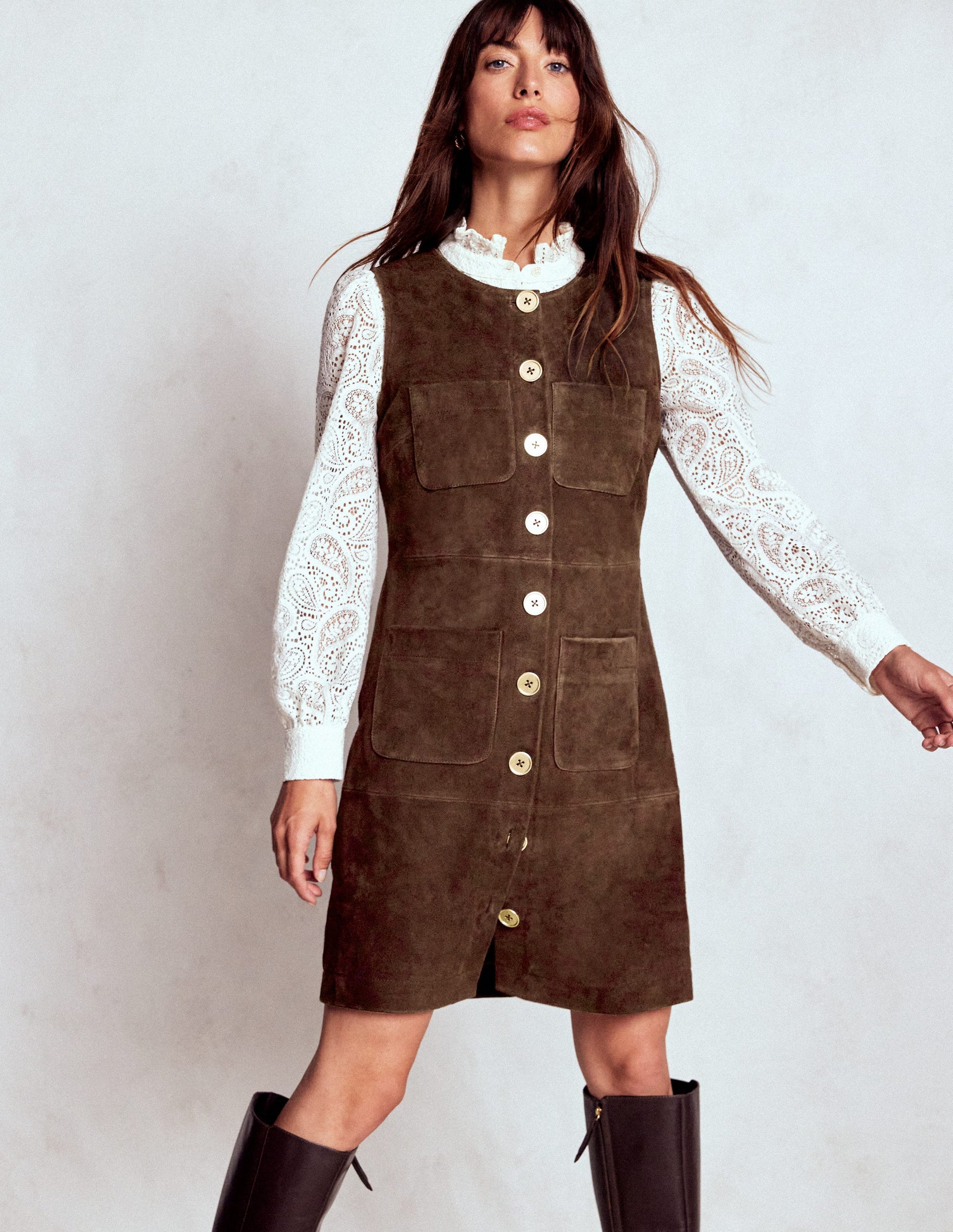 Evelyn Suede Shift Dress-Dark Chocolate | Boden UK Evelyn Suede Shift Dress-Dark Chocolate | Boden UK