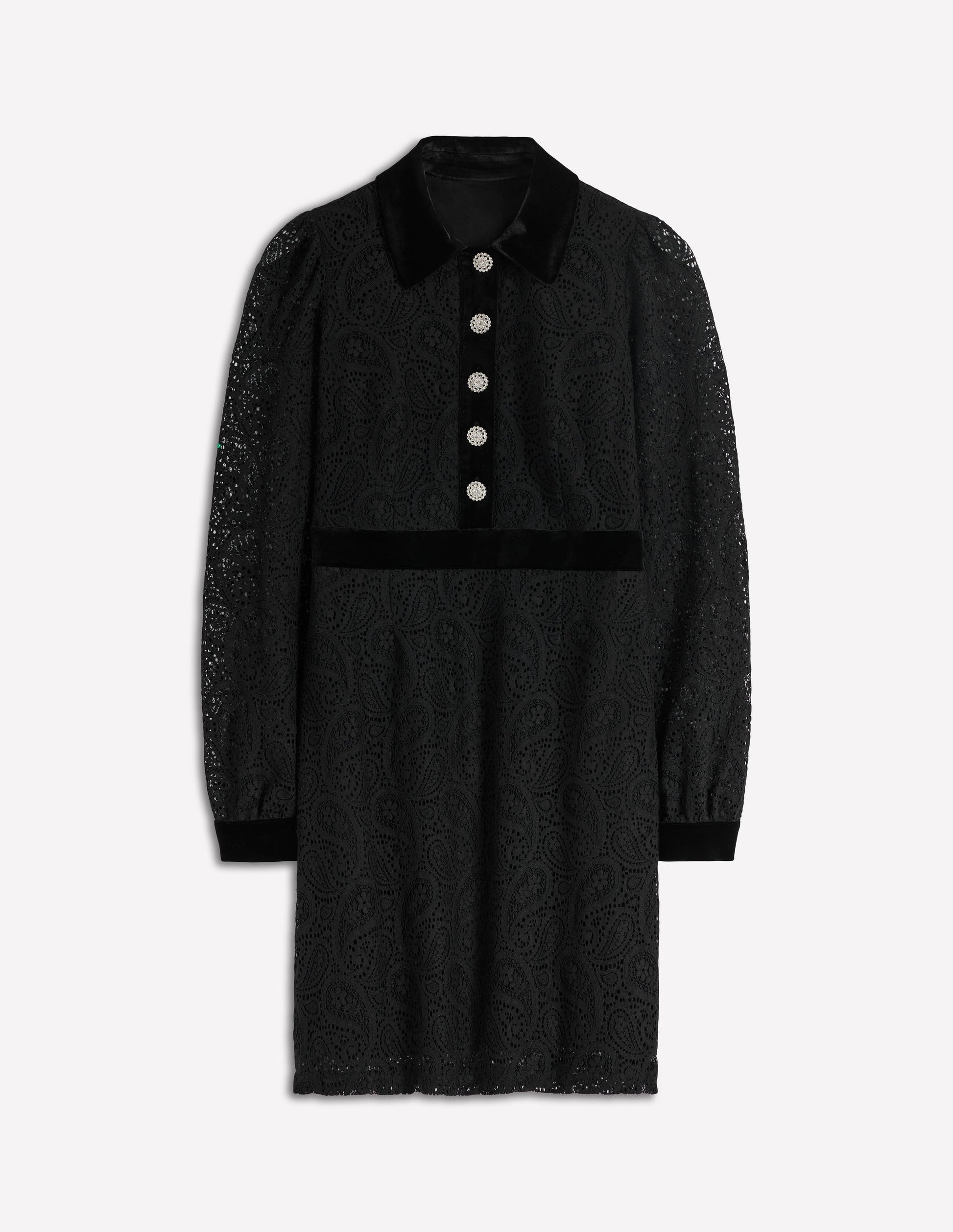 Collar Button Lace Dress-Black | Boden UK Collar Button Lace Dress-Black | Boden UK