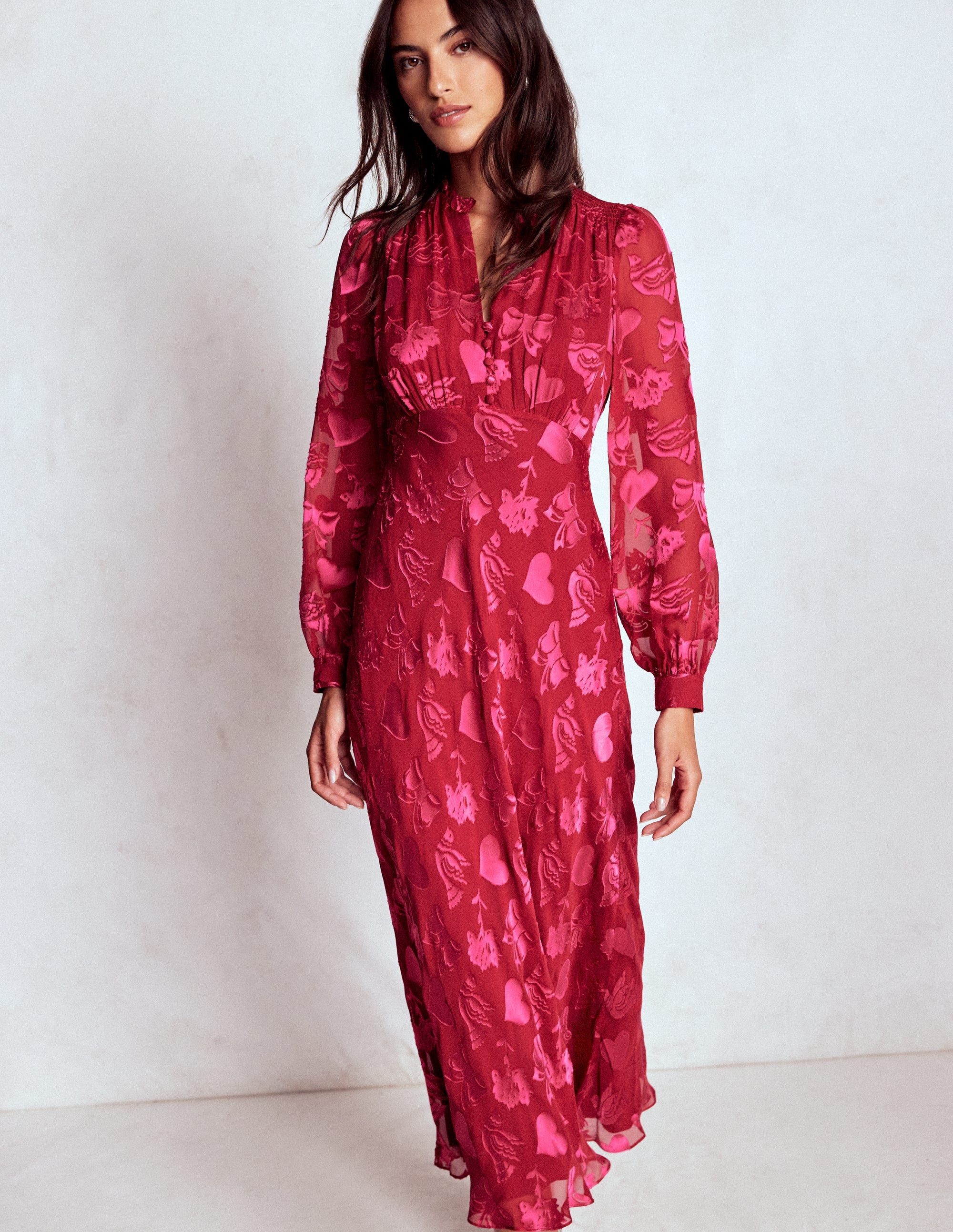 Cassie Devore Midi Tea Dress-Pink Peony, Dainty Medley - Image 1