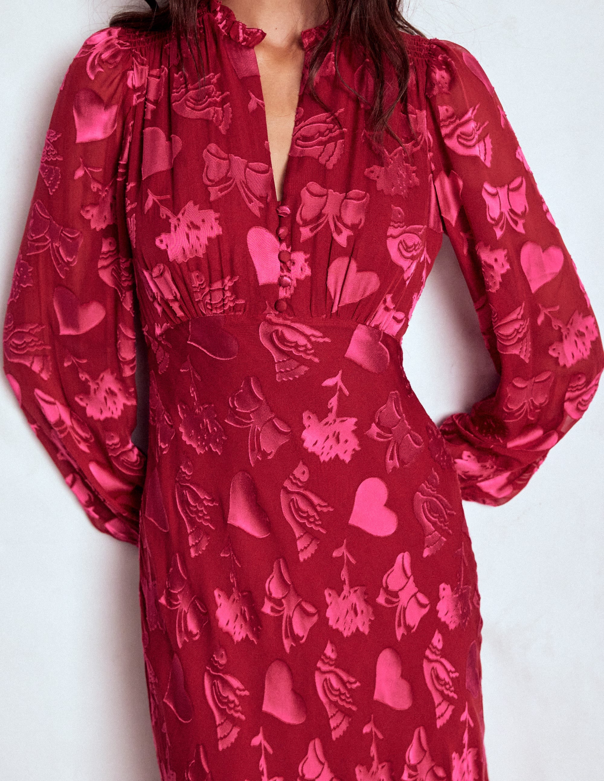 Cassie Devore Midi Tea Dress-Pink Peony, Dainty Medley - Image 2