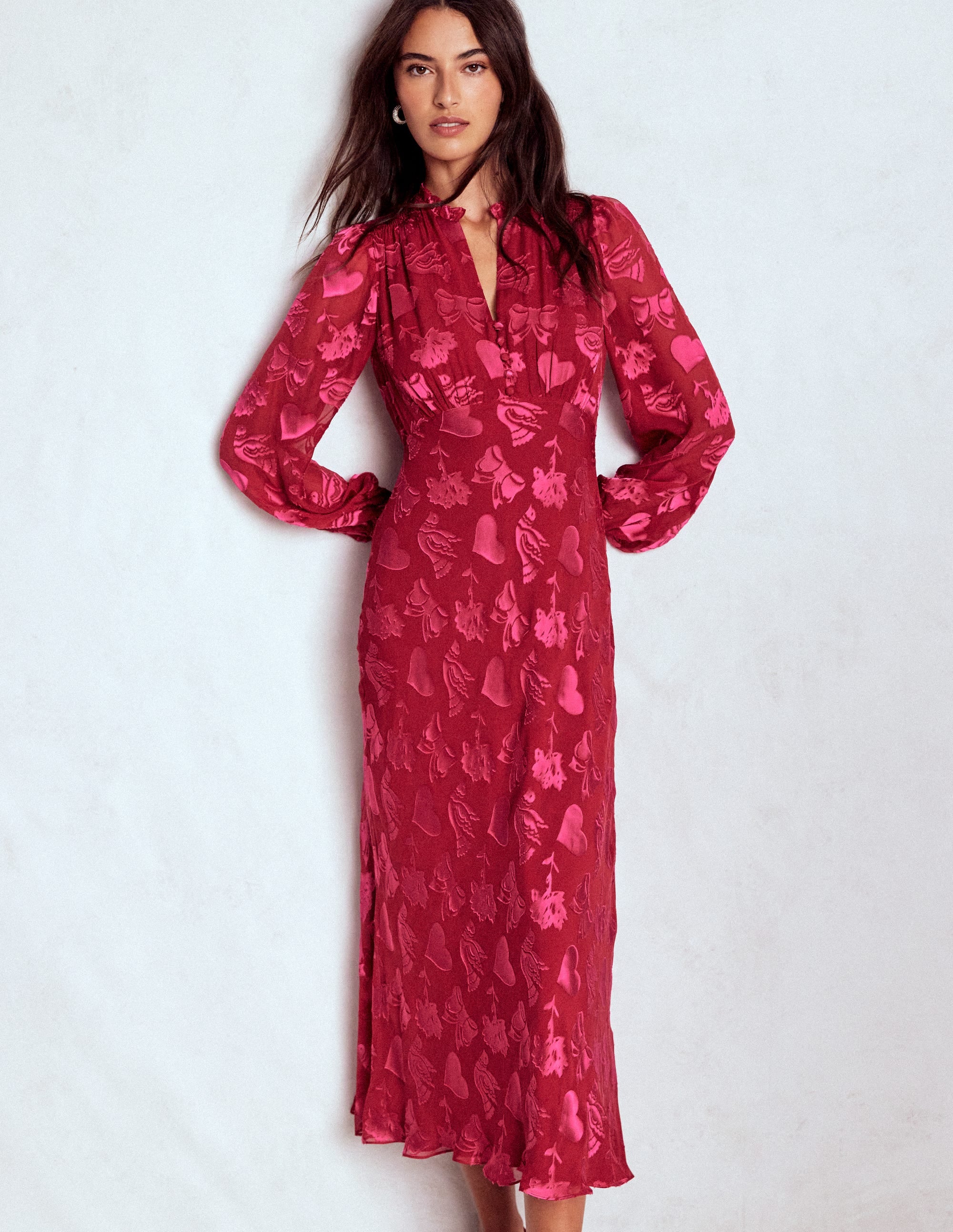 Cassie Devore Midi Tea Dress-Pink Peony, Dainty Medley - Image 4
