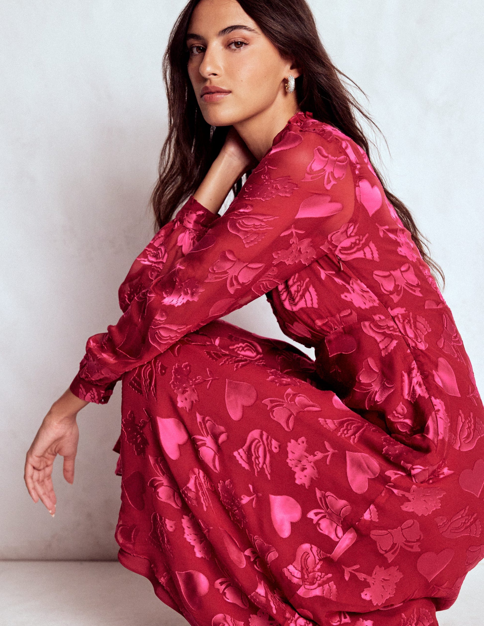 Cassie Devore Midi Tea Dress-Pink Peony, Dainty Medley-5