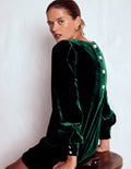 Estella Velvet Shift Dress-Emerald Night